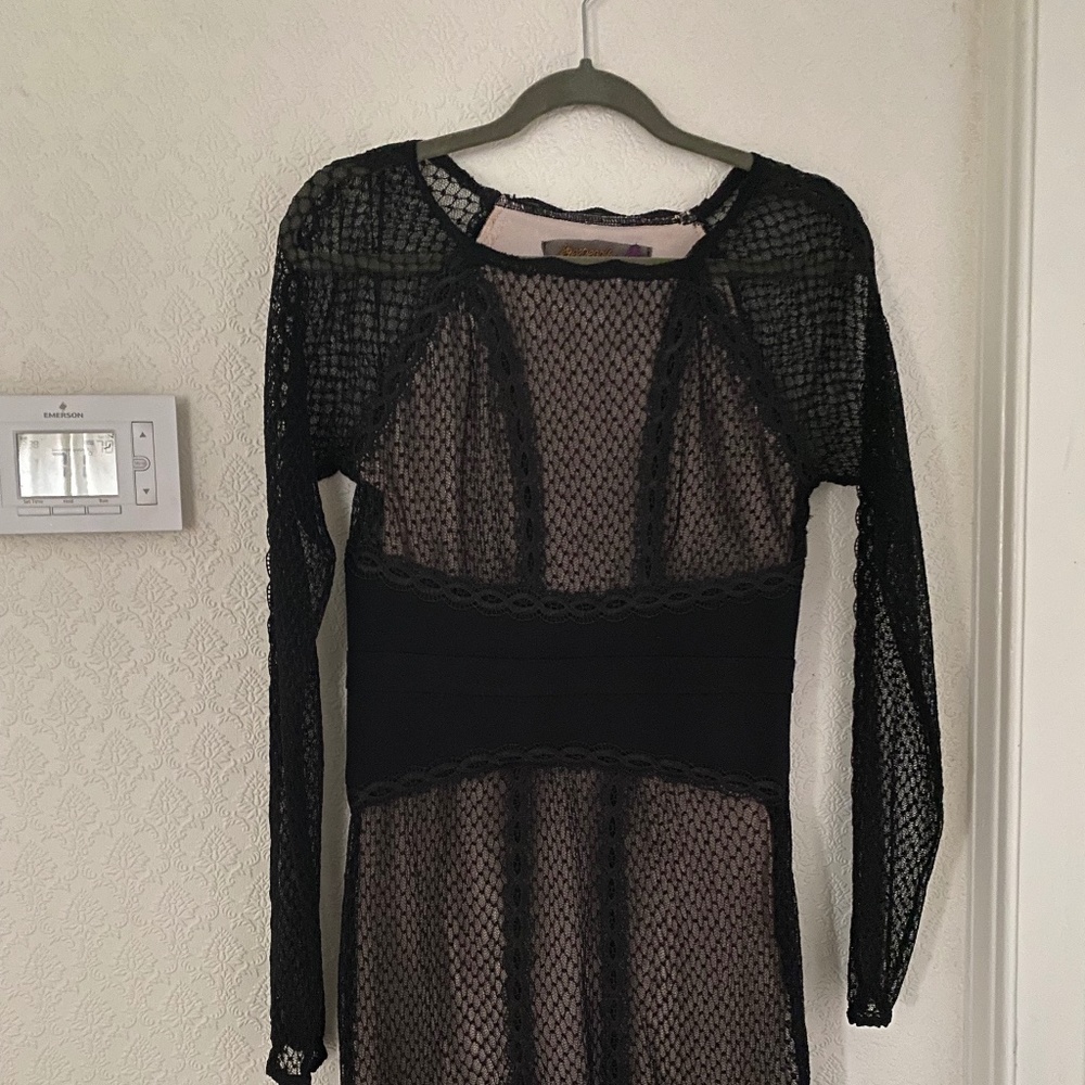 Free People Black Netted Cocktail Dress